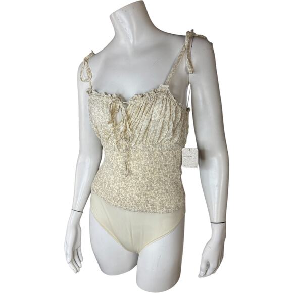 Intimately Free People Ivory Combo Bardot Sleeveless Bodysuit Womens M NWT - Picture 4 of 14
